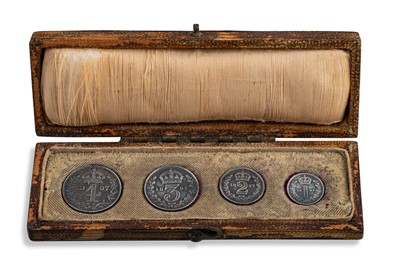 Lot 428 - AN 1897 SILVER FOUR COIN MAUNDY SET, original...