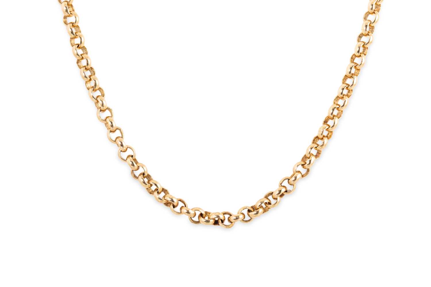 Lot 90 - A 9CT YELLOW GOLD BELCHER LINK NECK CHAIN, ca...