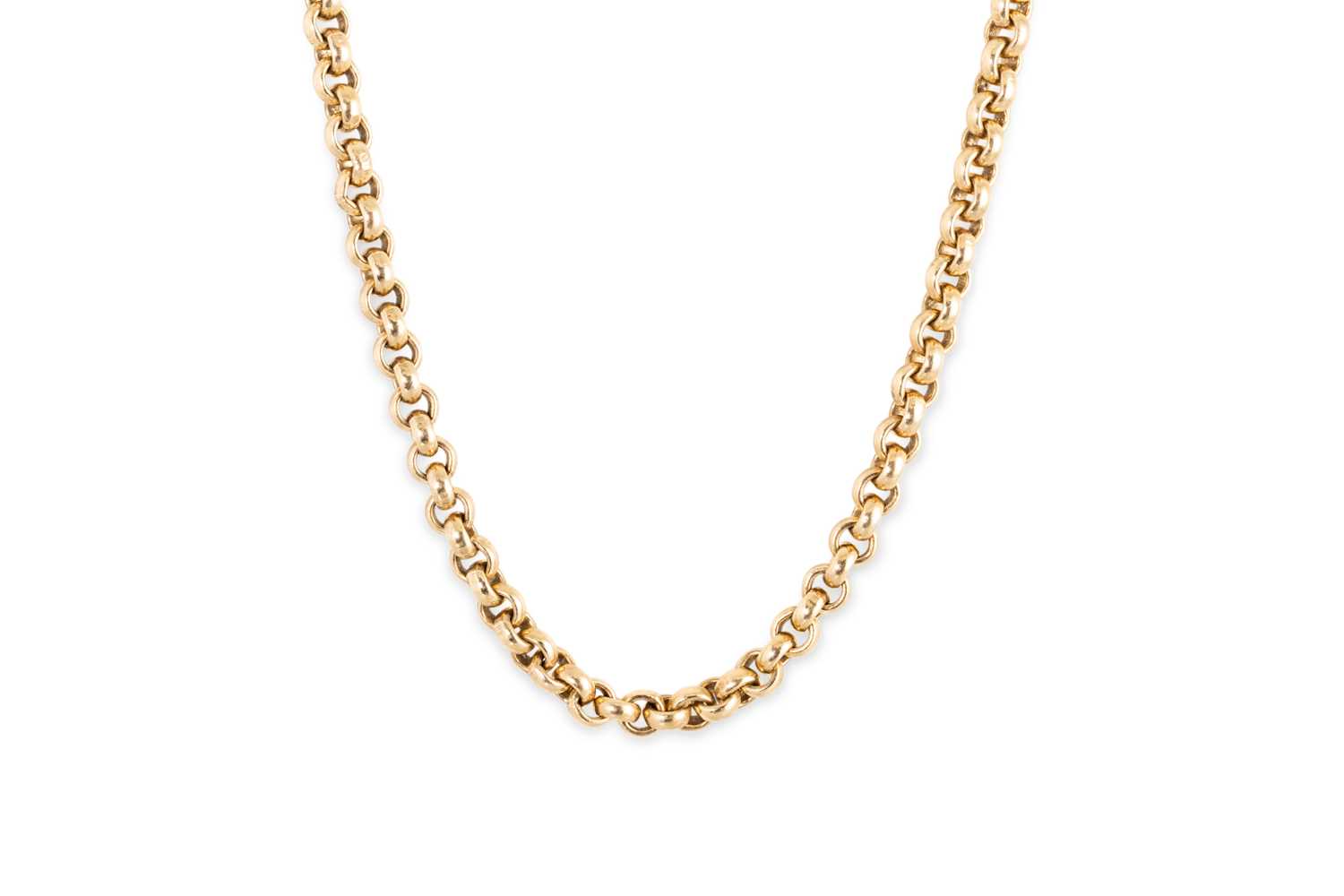 Lot 91 - A 9CT YELLOW GOLD BELCHER LINK NECK CHAIN, ca...