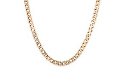 Lot 93 - A 9CT YELLOW GOLD FLAT CURB LINK NECK CHAIN,...