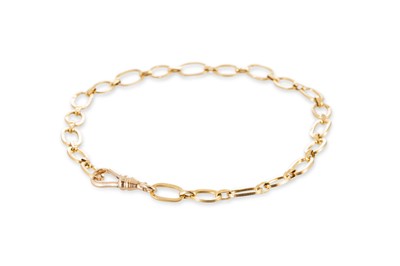 Lot 148 - A 9CT YELLOW GOLD ANKLE BRACELET, 5.5 g.