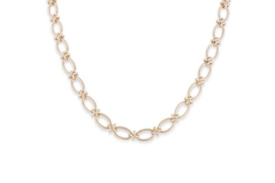 Lot 149 - A 9CT YELLOW GOLD OPEN LINK NECK CHAIN, 28.2 g.