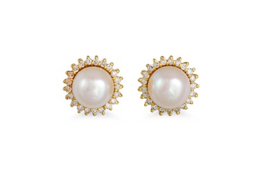 Lot 242 - A PAIR OF CULTURED PEARL EARRINGS, with...