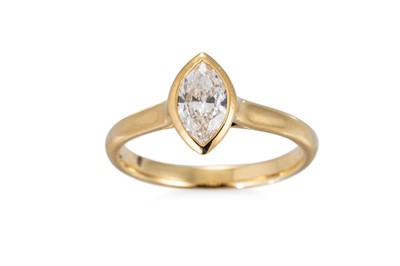 Lot 165 - A DIAMOND SOLITAIRE RING, the marquise cut...