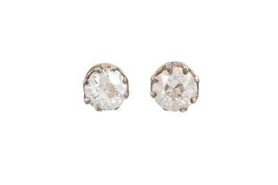 Lot 411 - A PAIR OF DIAMOND STUD EARRINGS, the old cut...