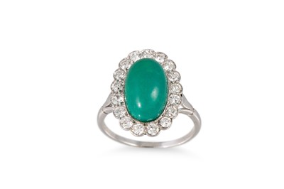 Lot 78 - AN ANTIQUE TURQUOISE AND DIAMOND CLUSTER RING,...