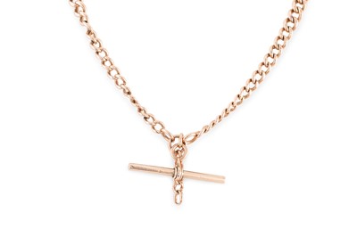 Lot 417 - A 9CT ROSE GOLD GRADUATED DOUBLE ALBERT CHAIN,...