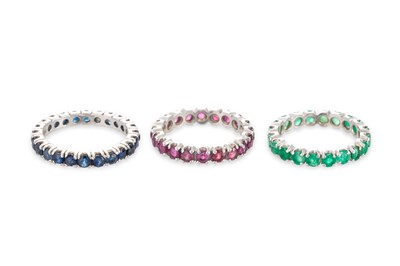 Lot 362 - A COLLECTION OF THREE ETERNITY RINGS,...
