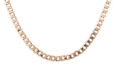 Lot 172 - A 9CT YELLOW GOLD FLAT CURB LINK NECK CHAIN,...