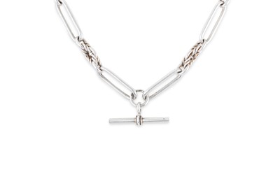 Lot 5 - A STERLING SILVER DOUBLE FANCY LINK ALBERT...