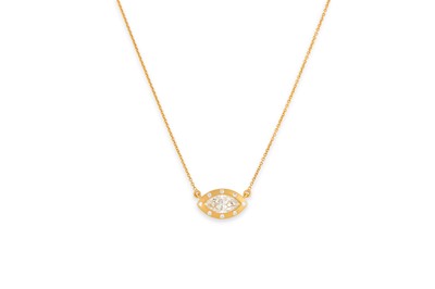 Lot 70 - A DIAMOND SET PENDANT, the marquise cut...