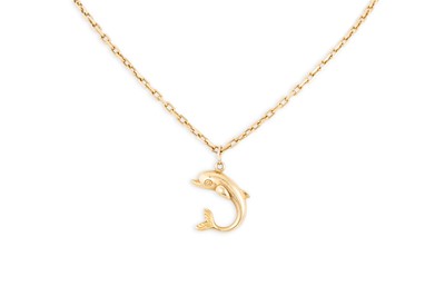 Lot 286 - AN 18CT GOLD CHAIN, suspending an 18ct gold...