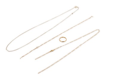 Lot 287 - A COLLECTION OF 9CT GOLD CHAINS, 8.6 g.