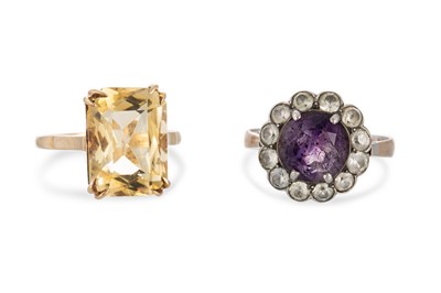 Lot 189 - A 9CT GOLD RING, set with a citrine, together...