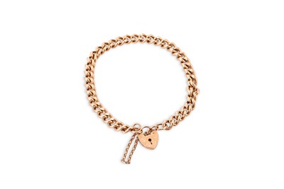 Lot 188 - A 9CT ROSE GOLD CURB LINK BRACELET, with...