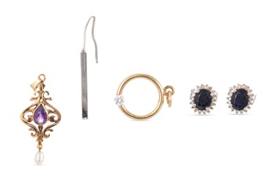 Lot 1 - AN ATTRACTIVE 14CT GOLD AMETHYST AND SEED...