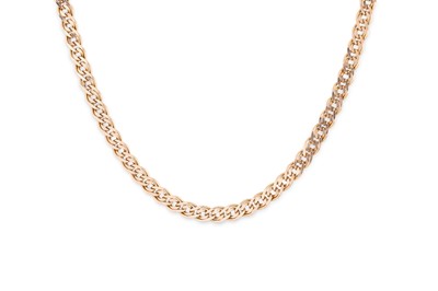 Lot 5 - A 14CT YELLOW GOLD FLAT FANCY FIGARO LINK NECK...