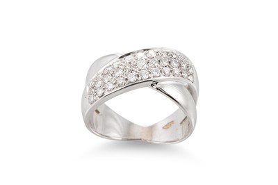 Lot 240 - A PAVÉ SET DIAMOND RING, cross-over design,...
