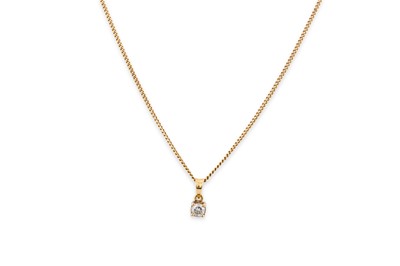 Lot 84 - A DIAMOND SINGLE STONE PENDANT, the round...