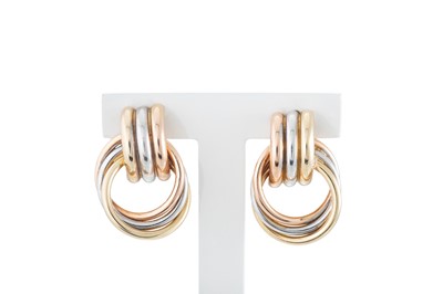Lot 299 - A PAIR OF 14CT THREE COLOUR GOLD EARRINGS,...