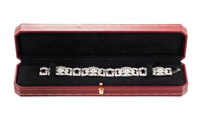 Lot 225 - A DIAMOND SET ART DECO STYLE PANEL BRACELET,...