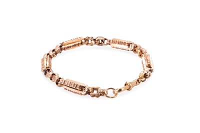 Lot 200 - A 9CT GOLD FANCY LINK BRACELET, lobster clasp,...