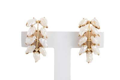 Lot 37 - A PAIR OF MOTHER-OF-PEARL EARRINGS, mounted in...