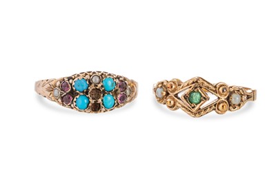Lot 188 - A LATE VICTORIAN TURQUOISE, RUBY & PEARL RING,...