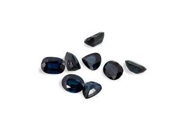 Lot 50 - EIGHT LOOSE SAPPHIRES, comprising 2 x pear & 6...