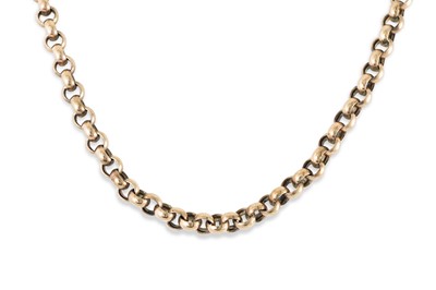 Lot 327 - A 9CT YELLOW GOLD BELCHER LINK NECK CHAIN, ca...
