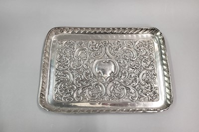 Lot 508 - AN EDWARDIAN ROCOCO REVIVAL SILVER TRAY,...