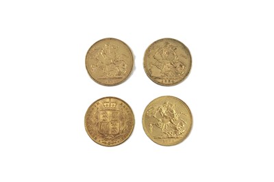 Lot 462 - FOUR VICTORIAN FULL SOVEREIGN ENGLISH GOLD...