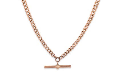 Lot 307 - A 9CT GOLD ALBERT NECK CHAIN, with T-bar, 46.7 g.
