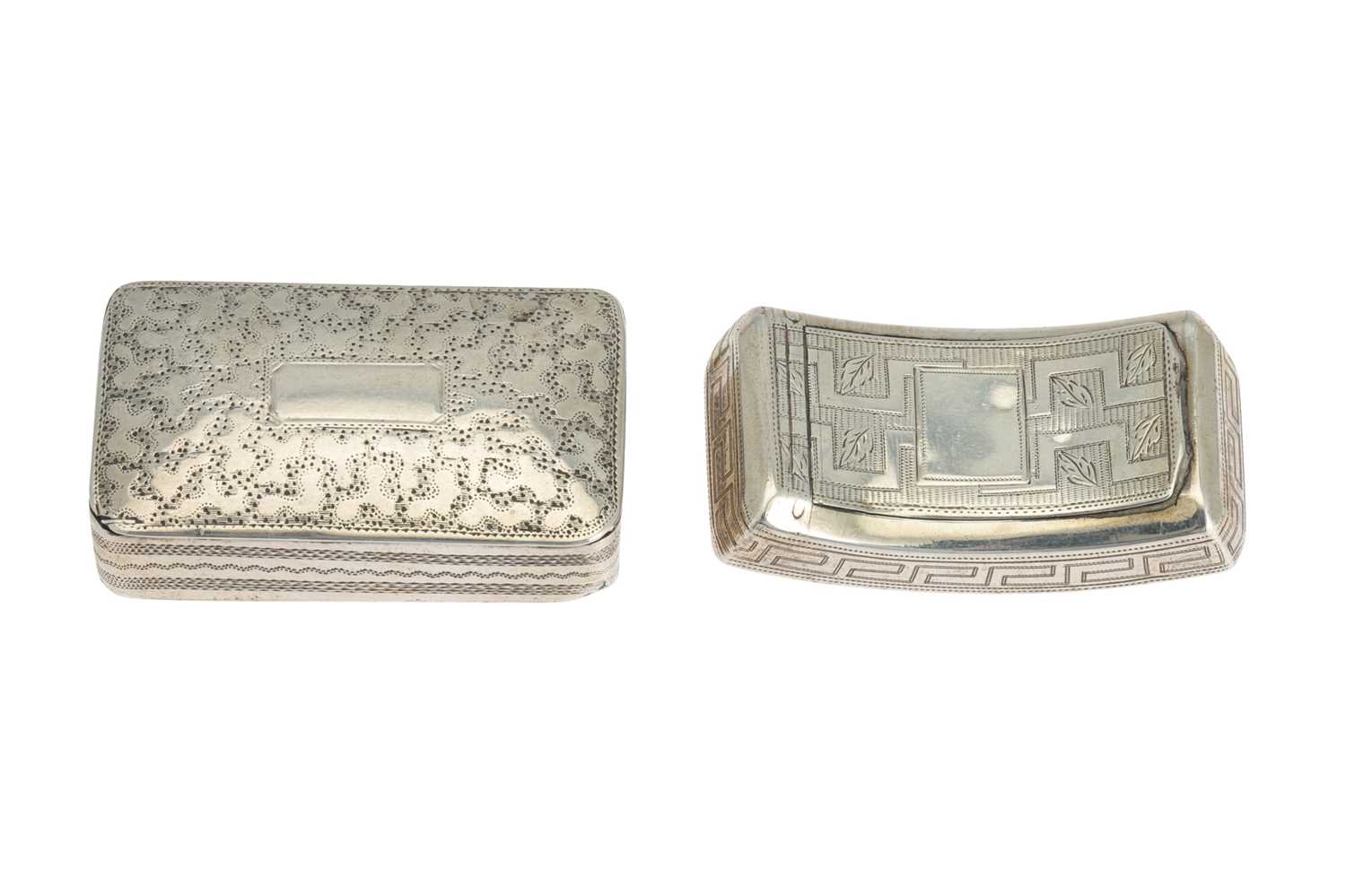 Lot 4 - A GEORGE III SILVER POCKET SNUFF BOX, engraved...