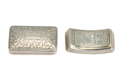 Lot 4 - A GEORGE III SILVER POCKET SNUFF BOX, engraved...