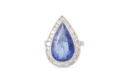 Lot 296 - A PEAR SHAPED TANZANITE AND DIAMOND CLUSTER...