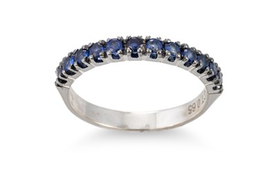 Lot 101 - A SAPPHIRE HALF ETERNITY RING, mounted in 18ct...