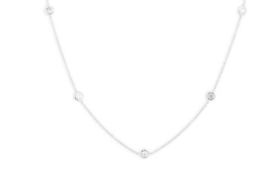 Lot 293 - A DIAMOND SET NECK CHAIN, in 18ct white...