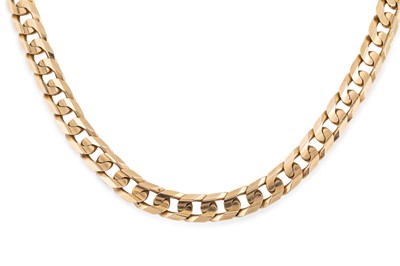 Lot 313 - A 9CT GOLD CURB LINK NECK CHAIN, 66.5 g.