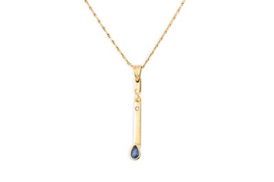 Lot 317 - A TANZANITE AND DIAMOND SET PENDANT, mounted...