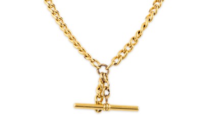 Lot 414 - A VINTAGE GOLD-PLATED ALBERT NECK CHAIN, with...