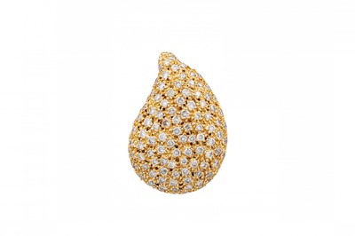 Lot 300 - A PAVE SET DIAMOND PENDANT, pear shaped panel,...