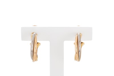 Lot 334 - A PAIR OF CARTIER THREE COLOUR GOLD TRINITY...