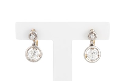 Lot 336 - A PAIR OF ANTIQUE DIAMOND DROP EARRINGS, the...