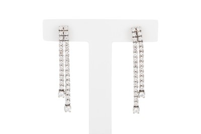 Lot 270 - A PAIR OF DIAMOND DROP EARRINGS, each...