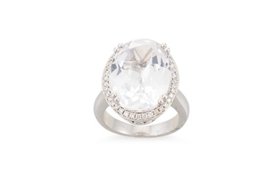 Lot 208 - A WHITE SAPPHIRE AND DIAMOND CLUSTER RING, the...