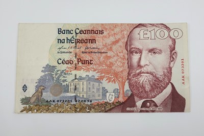 Lot 477 - A 1996 IRISH £100 22.08.96 PARNELL IRISH...