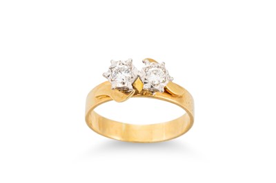 Lot 266 - A TWO STONE DIAMOND RING, mounted in 18ct...