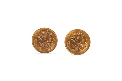 Lot 457 - TWO GEORGE V HALF SOVEREIGN ENGLISH COINS,...