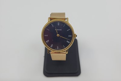 Lot 423 - A GENT'S EDOX WRISTWATCH, Roman numerals, blue...